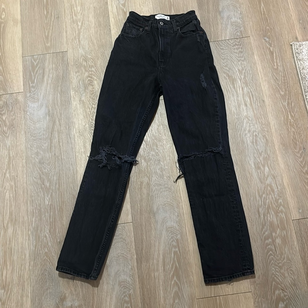 Abercrombie and Fitch high rise black jeans size 24. Worn once